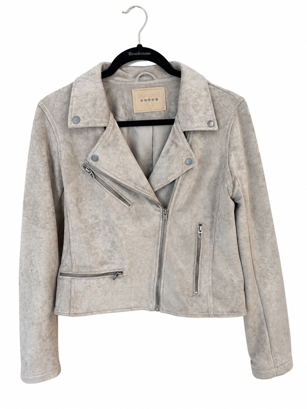 Blank NYC Light Gray taupe Moto Jacket